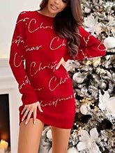 Robe pull tunique à imprimé lettres de Noël